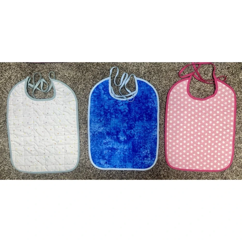 Lot Of 6 Quilted Handmade Bibs Girly Theme‎ Large Size 12
